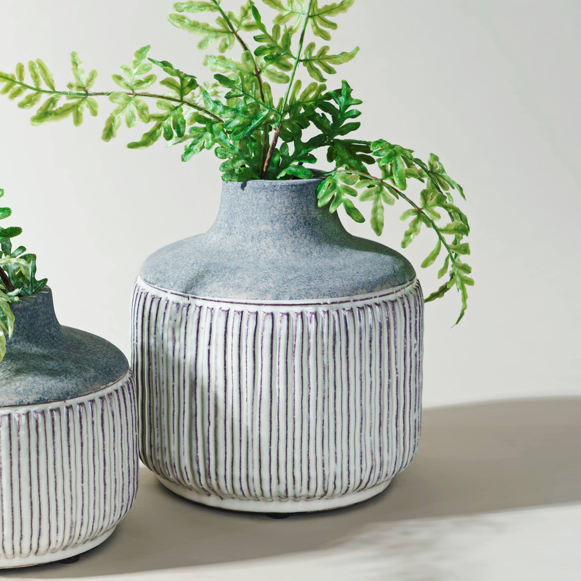 6" Gray Modern Terra Cotta Vase with Glazed Accent
